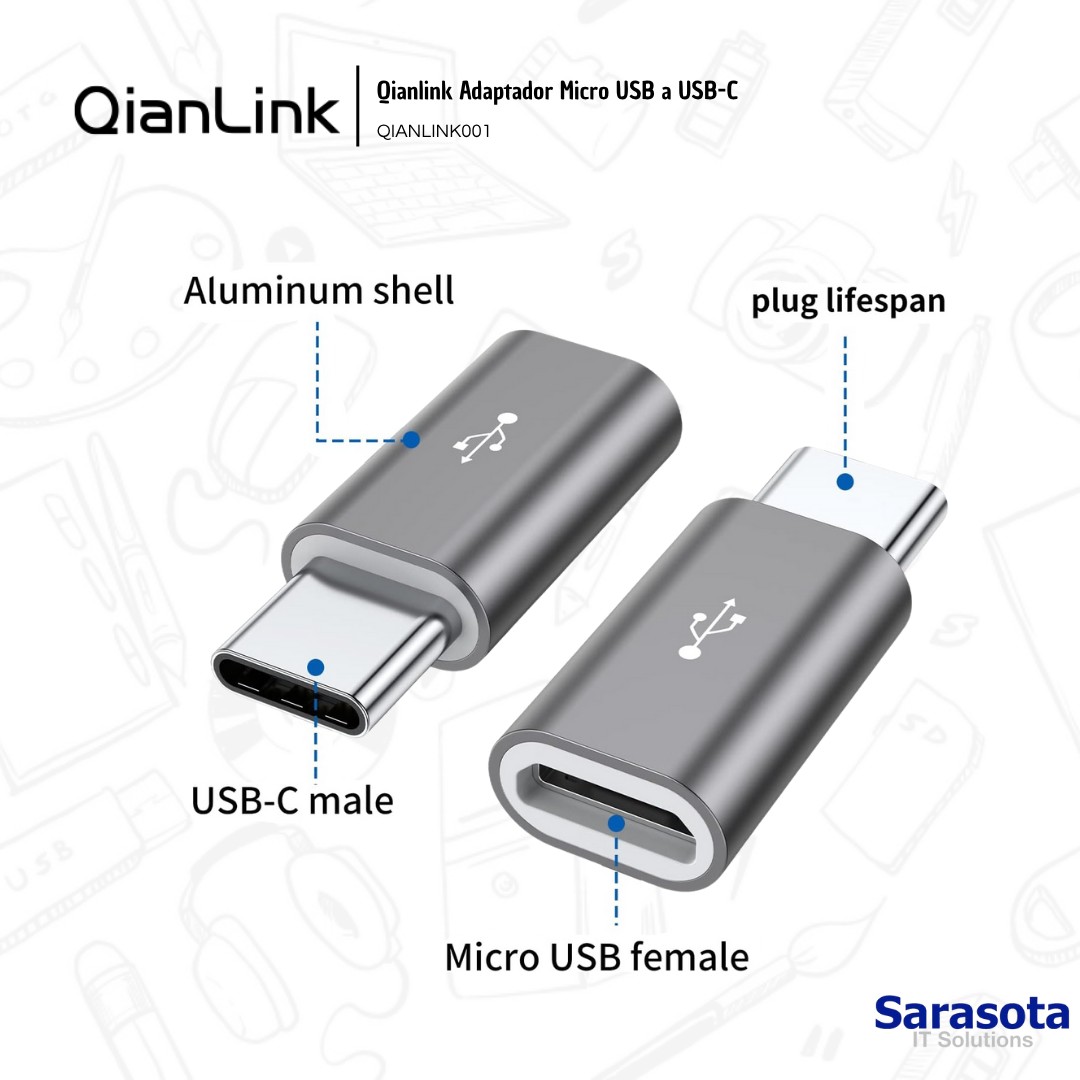 accesorios para electronica - Adaptador de microUSB a USB-C marca Qianlink 2