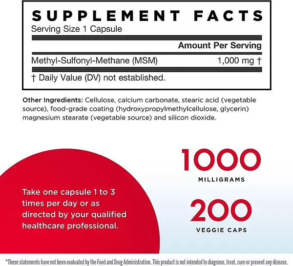 Salud y Equipamiento Médico - Msm 1000 Mg 200 Cap Jarrow F 2