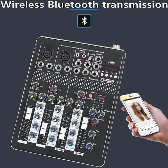 accesorios para electronica - Mezclador de audio de 4 canales T4-USB mixer amplificador para sonido de alta ca 5