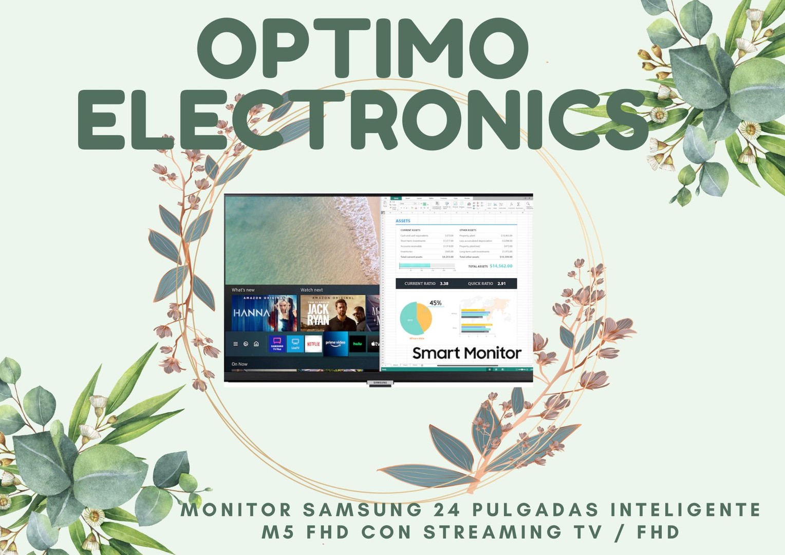 computadoras y laptops - MONITOR SAMSUNG 24 PULGADAS INTELIGENTE M5 FHD CON STREAMING TV / FHD 0