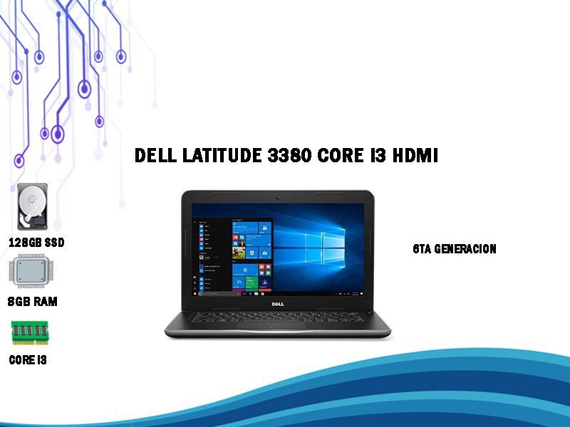 computadoras y laptops - Laptop Dell Latitude 3380 Core i3 HDMI 128GB SSD DE DISCO SOLIDO 8GB RAM  6TA GN
