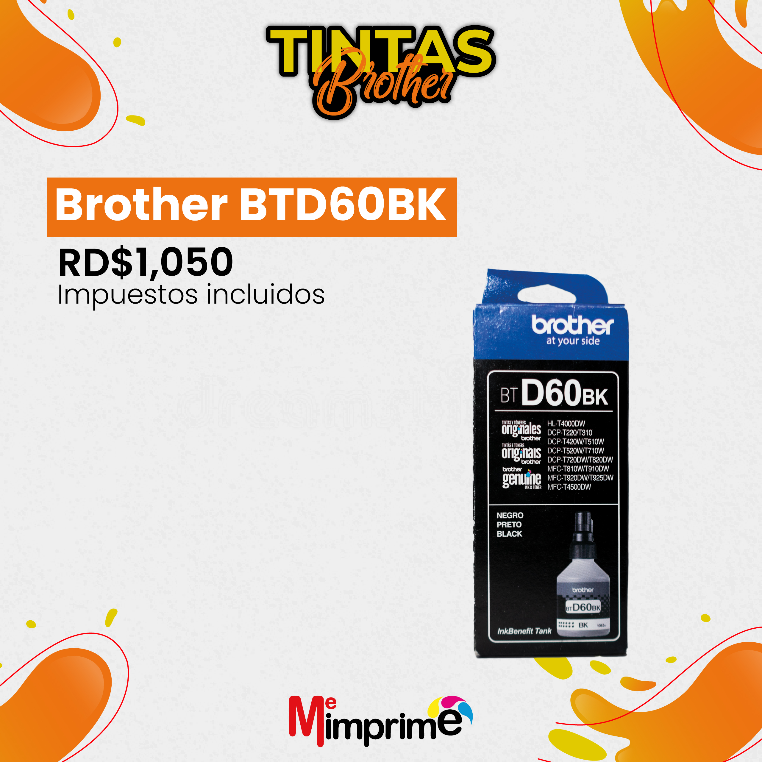 impresoras y scanners - Tinta Brother BTD60BK 