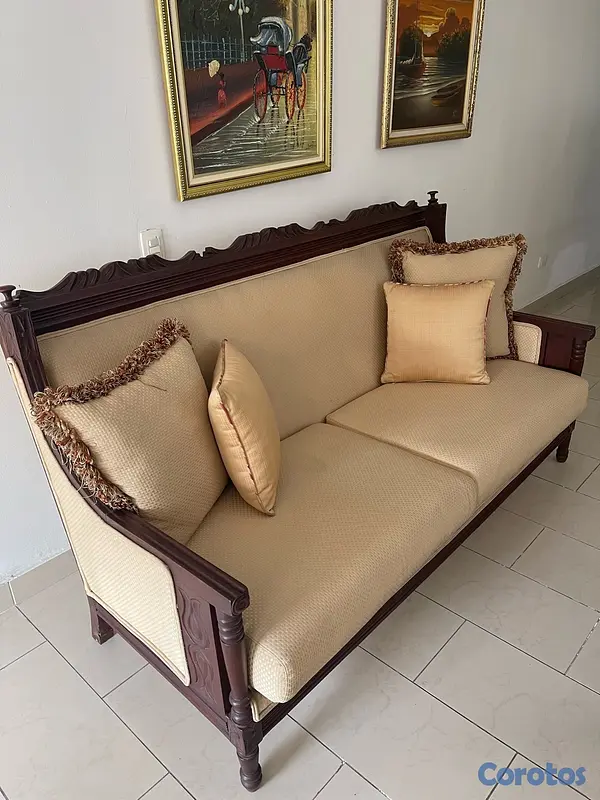 muebles y colchones - Juego de Sala Clásico Elegante en Madera 2