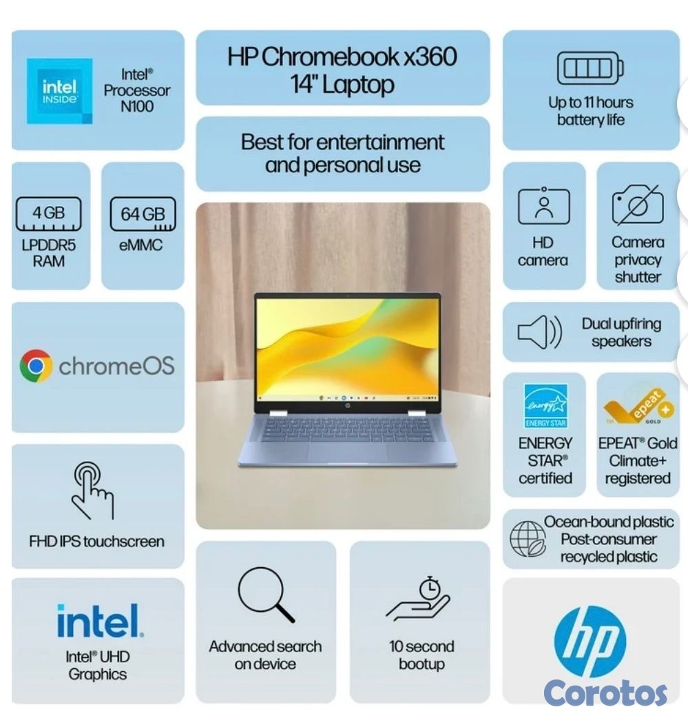 computadoras y laptops - Laptop HP ChromeBook 24” Touch 8