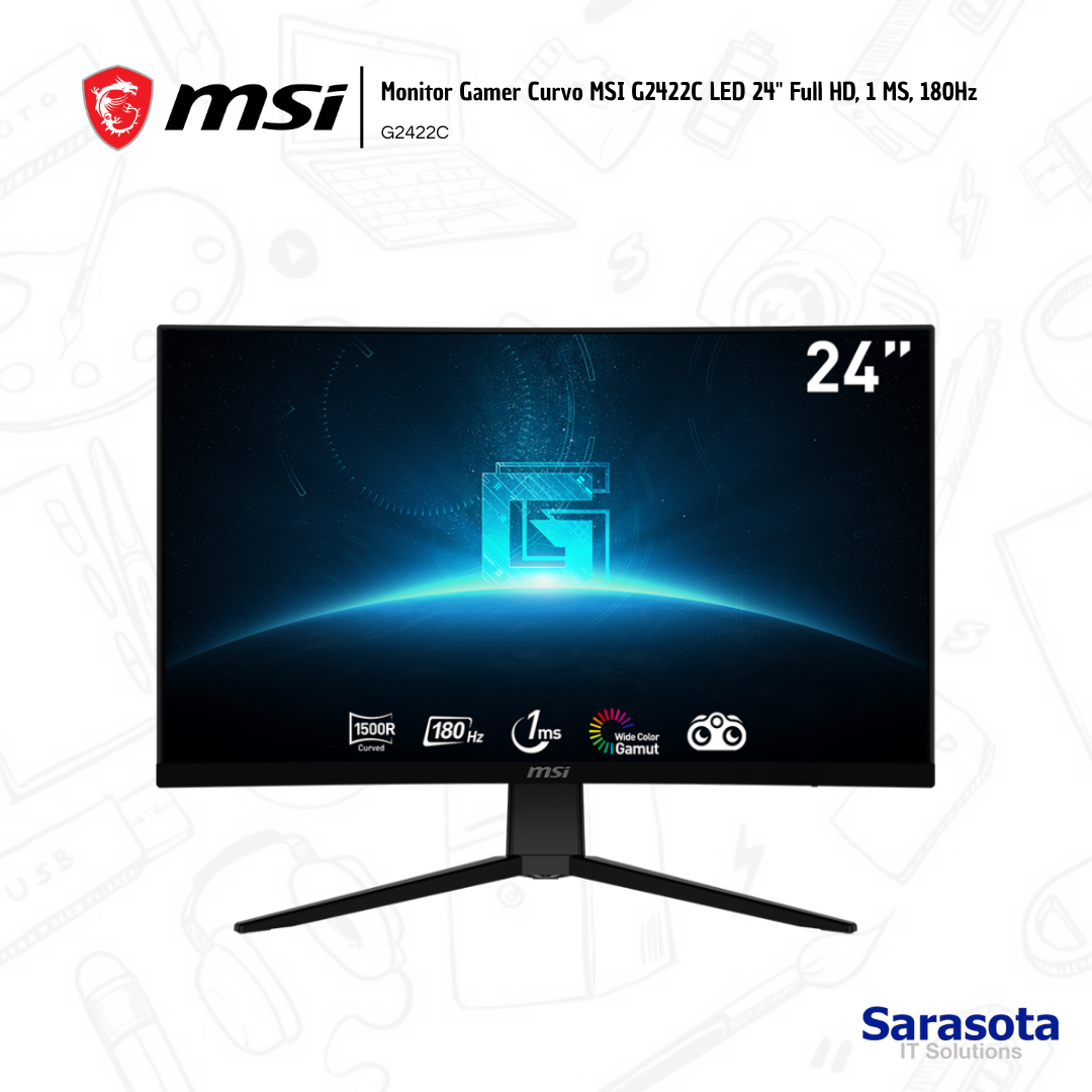 computadoras y laptops - MSI Monitor Gamer  G2422C LED 24" Full HD, 1 MS 0