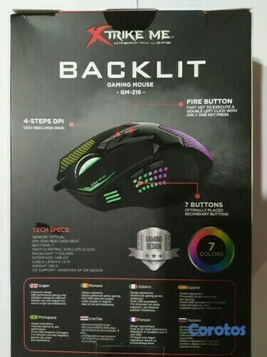 computadoras y laptops - MOUSE GAMING 3600 DPI C/ PALMA XTRIKE ME GM 216 1