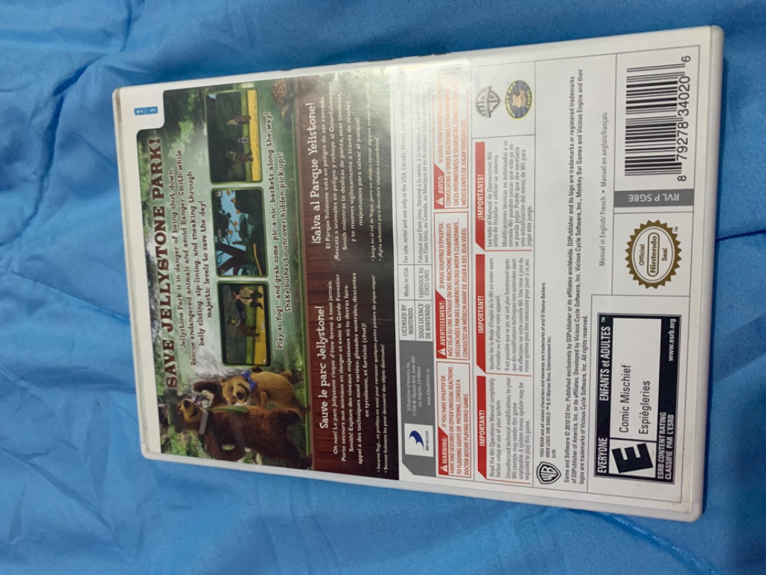 consolas y videojuegos - Cinta de Wii El oso yogi