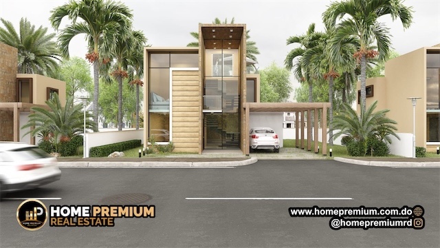 casas vacacionales y villas - Venta de villas en Boca Chica con piscina común zona turística 2