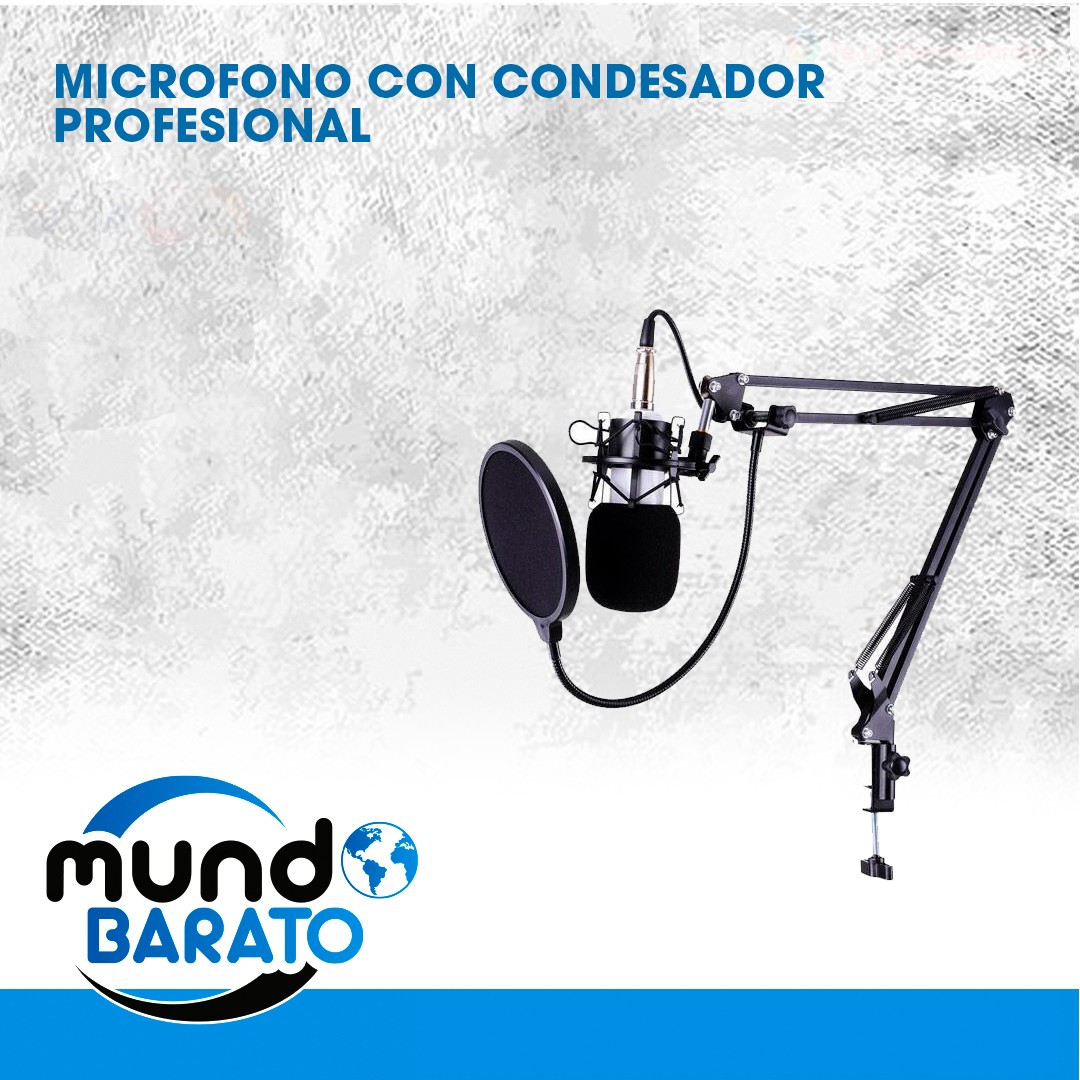 accesorios para electronica - Microfono De Condensador Profesional Kit EStudio + Araña + anti pop + pedestal