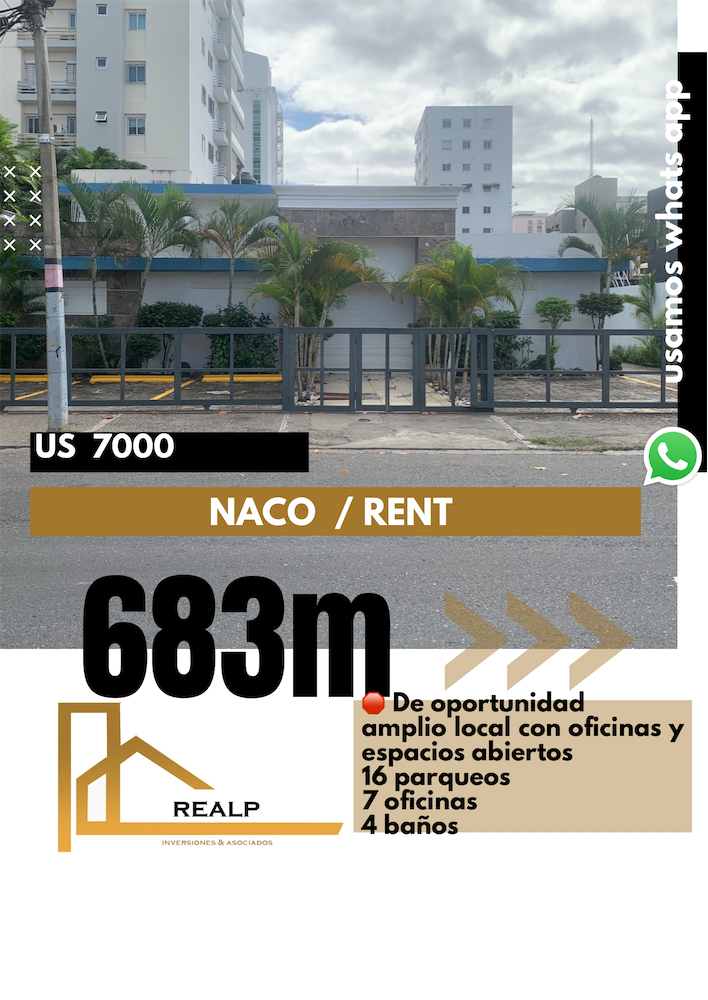 oficinas y locales comerciales - Amplio local en Naco 683 m