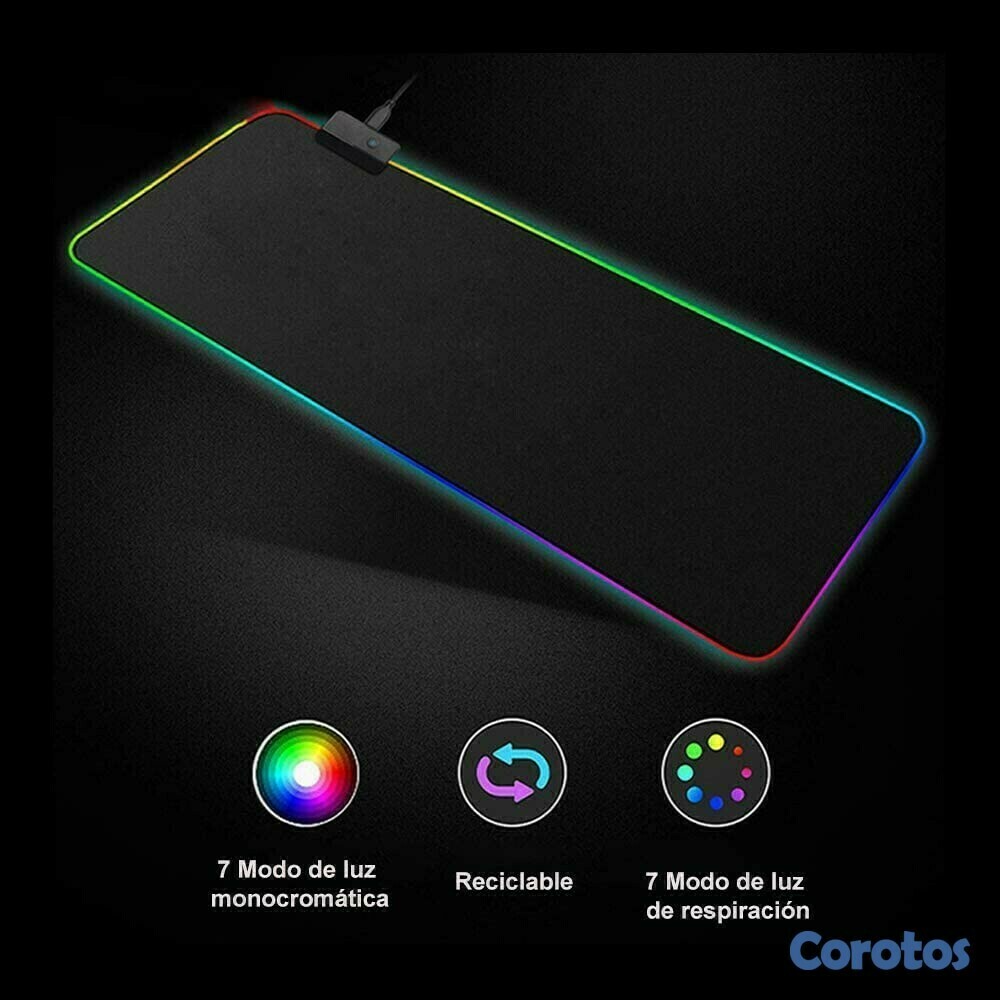 accesorios para electronica - Mousepad Gaming RGB de escritorio para Teclado y Ratón, Goma Impermeable con Bas 8