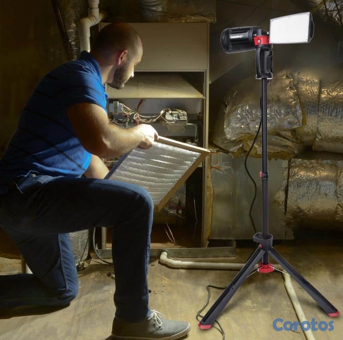 accesorios para electronica - Husky 7000 Lumens Portable Corded LED Work Light with Tripod 7