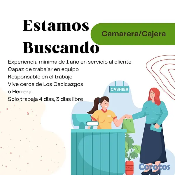 empleos disponibles - Se busca Camarera/Cajera 2