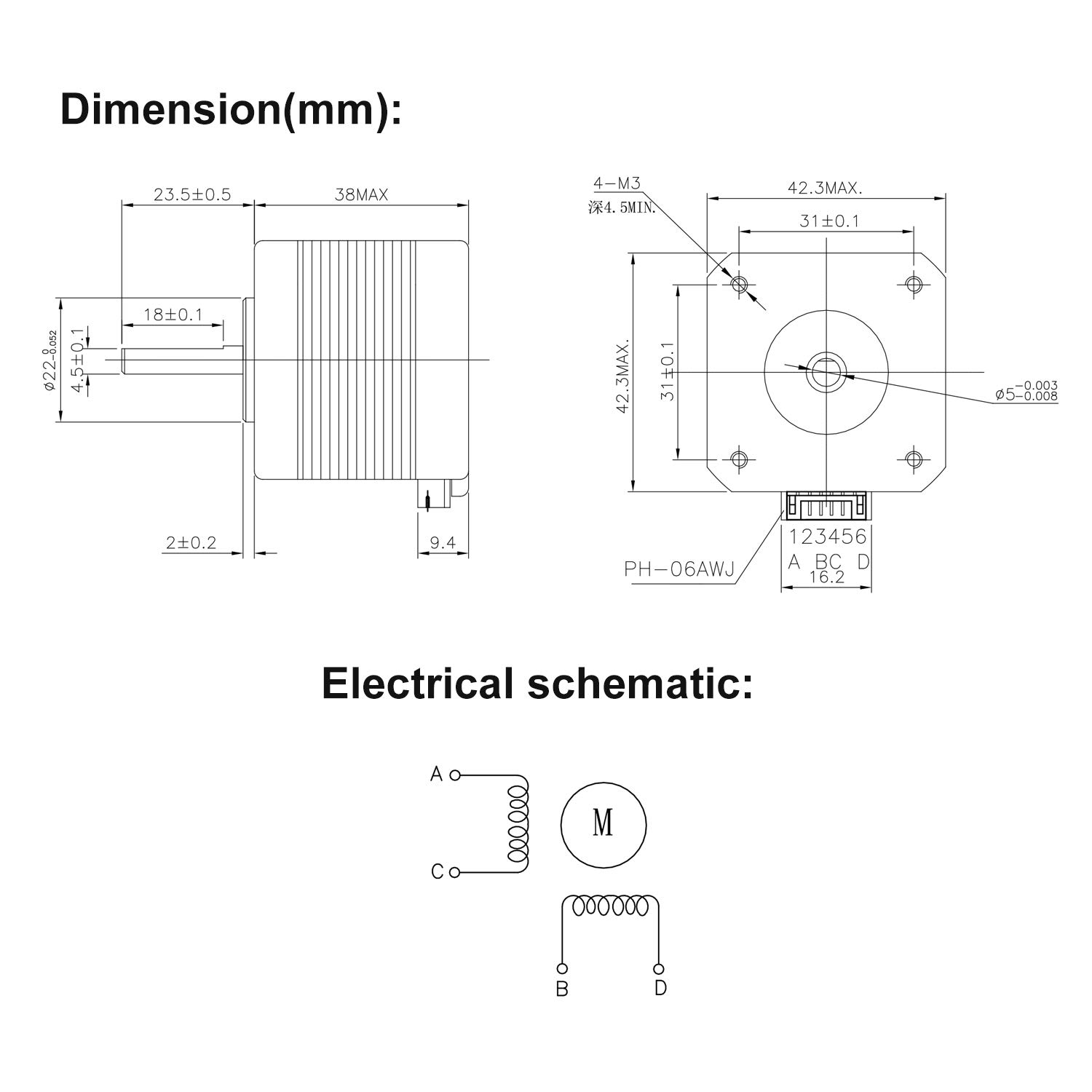 accesorios para electronica - Servo motor Nema 17 1.5A 42N.cm 2