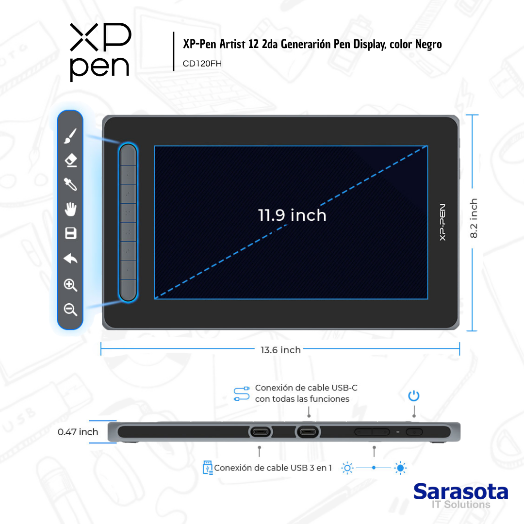 accesorios para electronica - XP-Pen Artist 12 (2da Gen) Pen Display 1