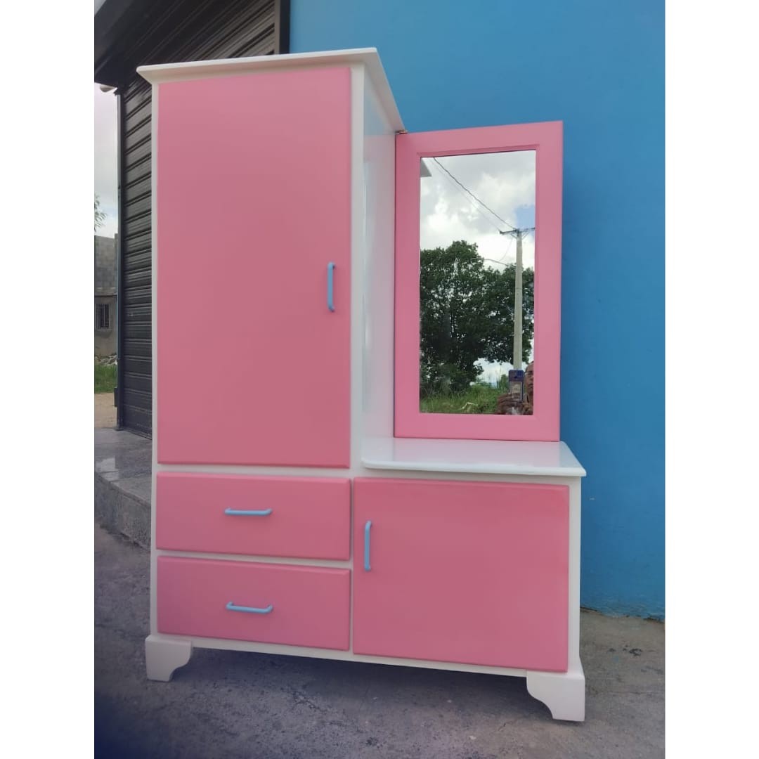 muebles - Gavetero para niña en color rosa  1