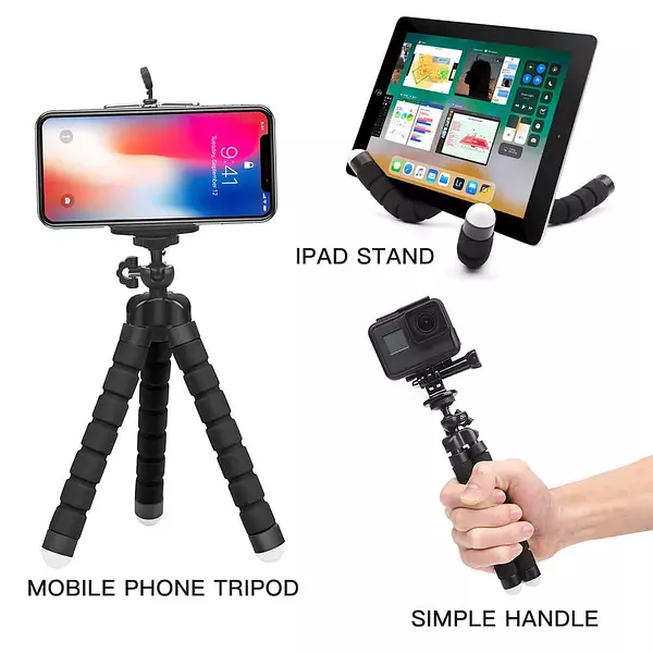 accesorios para electronica - TRÍPODE MINI FLEXIBLE UNIVERSAL PARA CELULARES, AJUSTABLE, ROTACIÓN 360 GRADO 7
