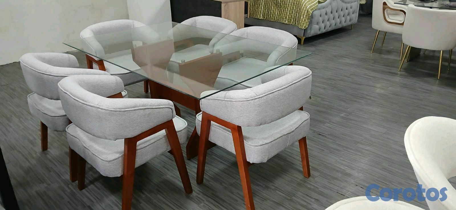 muebles y colchones - JUEGO DE COMEDOR 6 SILLAS ELAVORADO EN MADERA PRECIOSA  4