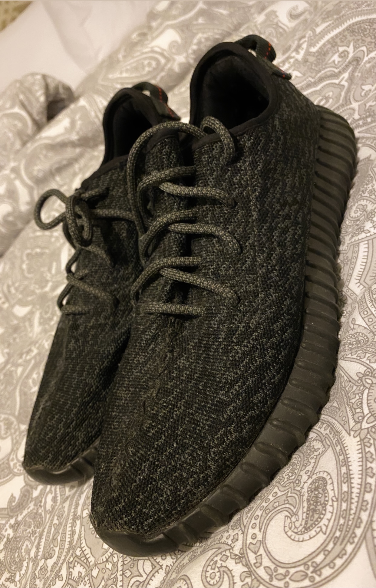 zapatos para hombre - 2015 Adidas Yeezy Boost 350 V1 Negro Pirata no Acolchado Talla 10 Auténticos 