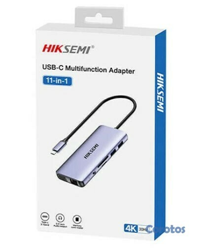 accesorios para electronica - ADAPTADOR HUB HIKSEMIN, USB– C,  11en 1  1 SALIDA HDMI (4K) , 2 SALIDA USB 2.0,  1
