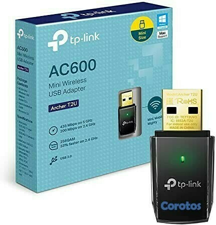 computadoras y laptops - ADAPTADOR DE RED USB WIFI TP-LINK AC600 ARCHER T2U, 2.4GHZ/150MBPS, 5.0GHZ/433MB
