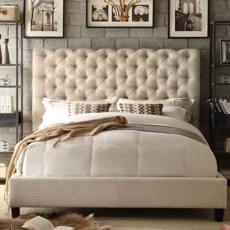 muebles y colchones - Cama color Beige-crema tapizada +colchón. Nueva