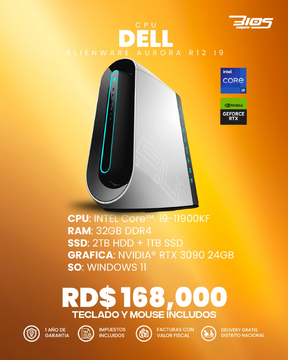 computadoras y laptops - CPU Dell ALIENWARE AURORA R12 I9