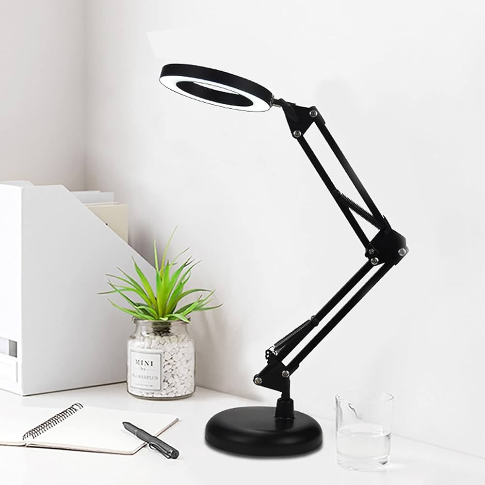 accesorios para electronica - Lámpara de escritorio con base y clip, regulable flexible de bajo consumo 6