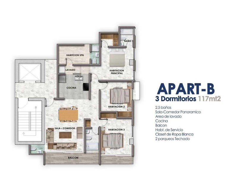 apartamentos - Apartamento en venta #23-119 Colinas Del Seminario, 2 habitaciones, piscina, bal 5