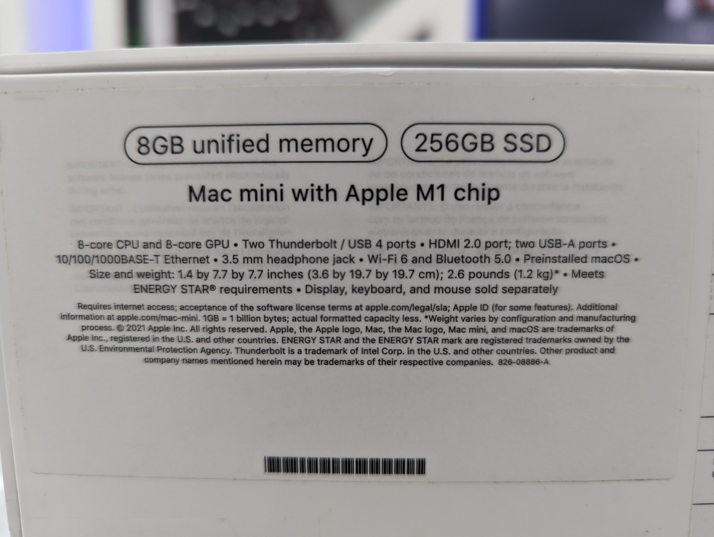computadoras y laptops - CPU Apple Mac Mini MGNR3LL/Apple M1/8GB DDR4/256GB SSD NVME 2