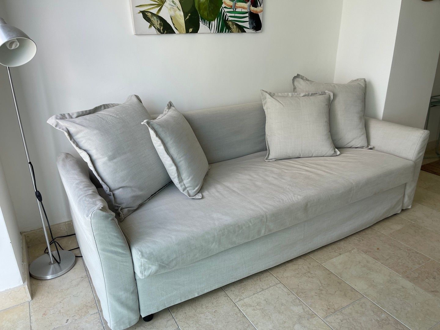 muebles y colchones - Sofa cama con gaveta para guardar las almohadas, sabanas  y cobijas 2