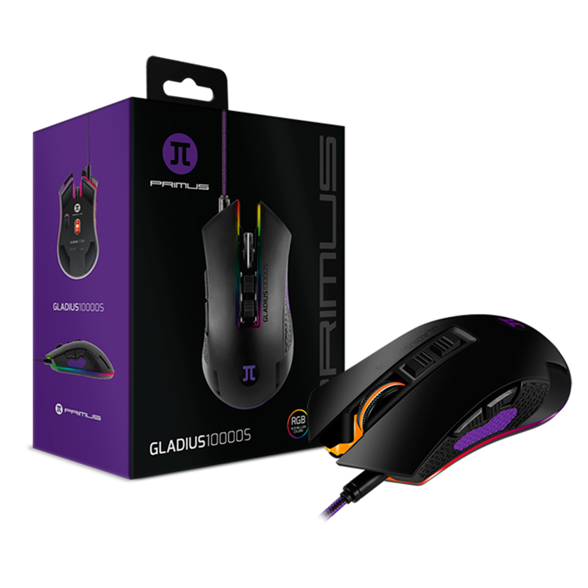 computadoras y laptops - MOUSE PRIMUS PMO-201, GAMING GLADIUS 10000S, OPTICO USB, 6 BOTONES,  1