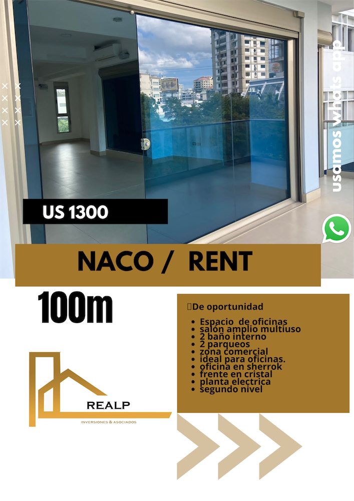 oficinas y locales comerciales - Oficina en naco amplia