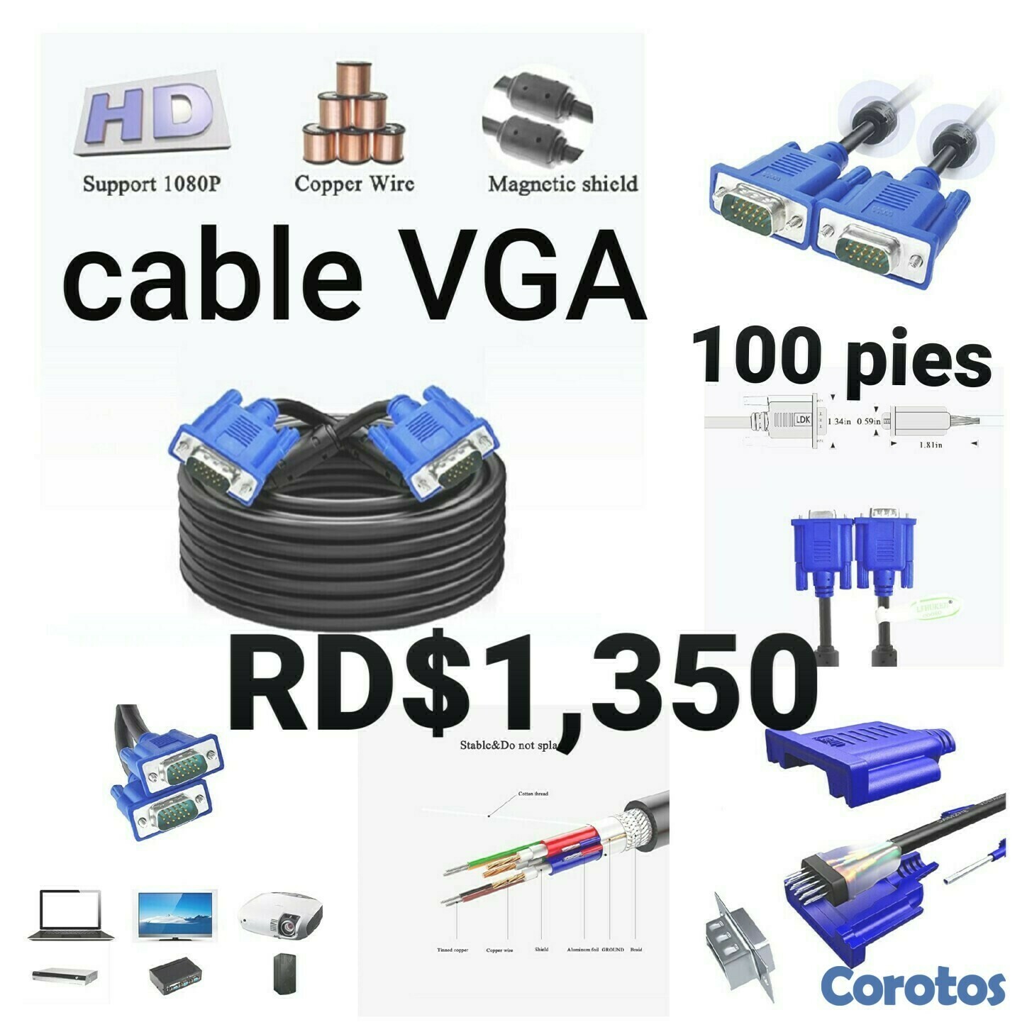 accesorios para electronica - Cable HDMI y VGA en diferentes tamaños 2