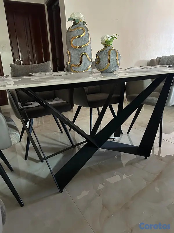 muebles y colchones - Comedor moderno de 6 sillas 8