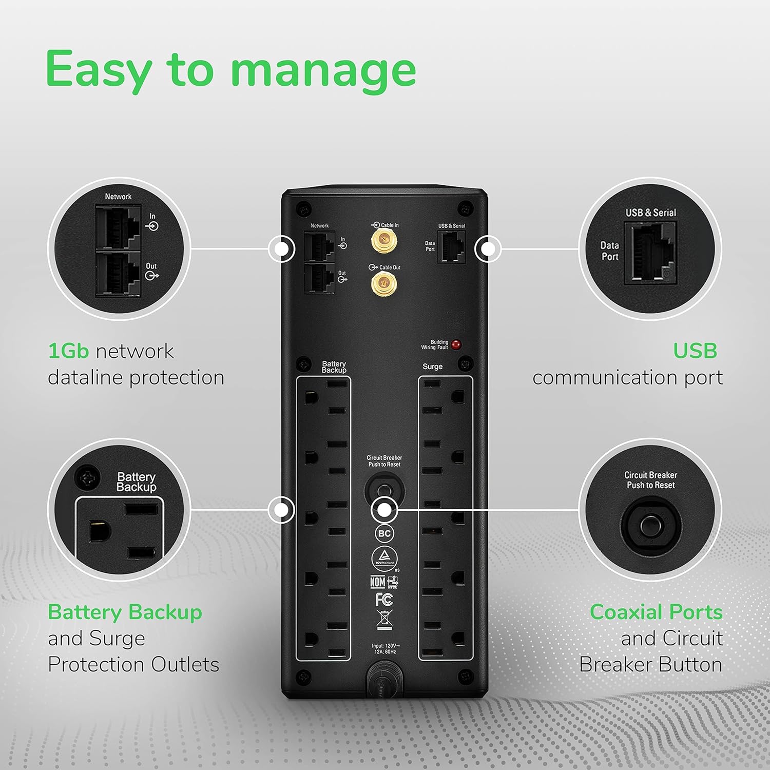 accesorios para electronica - APC UPS 1500 VA UPS Batería de reserva y protector 5
