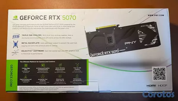 computadoras y laptops - Tarjeta Gráfica PNY GeForce RTX 5070 12GB OC Nueva 2