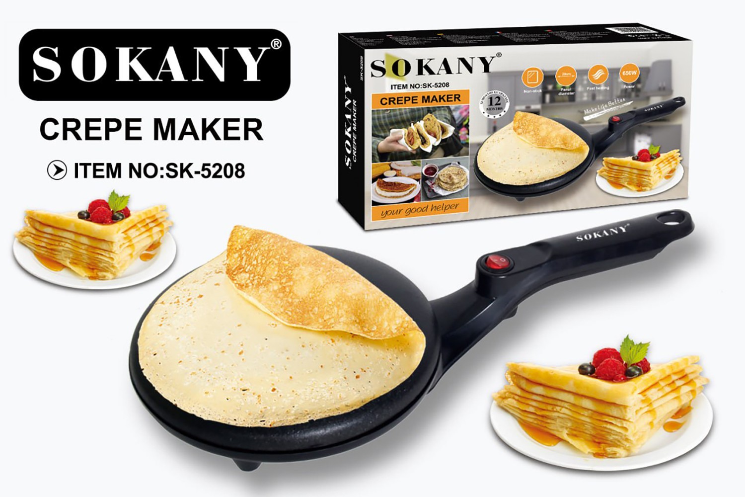cocina - Maquina para hacer pancake tortillas Crepe Maker SK-5208