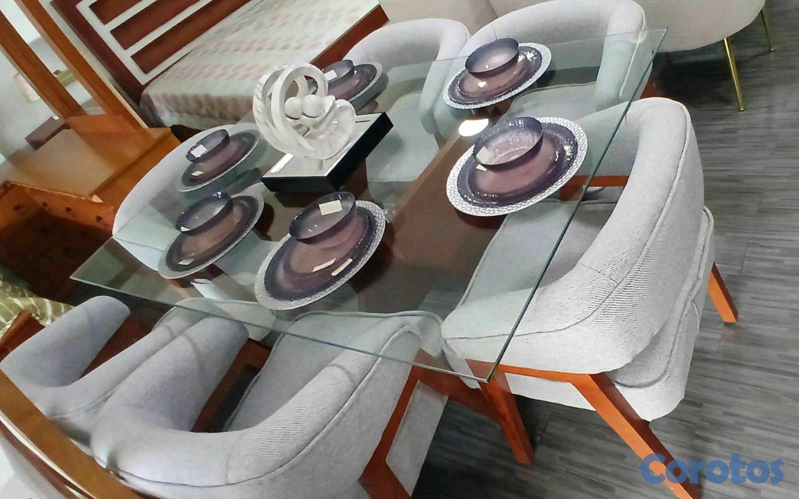 muebles y colchones - JUEGO DE COMEDOR 6 SILLAS ELAVORADO EN MADERA PRECIOSA  6