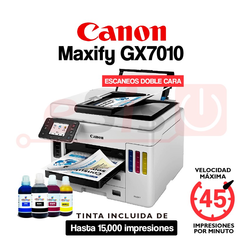impresoras y scanners - CANON PROFESIONAL  GX7010 MAXIFY, SISTEMA TINTA CONTINUA DE FABRICA,DOBLE BANDEJ