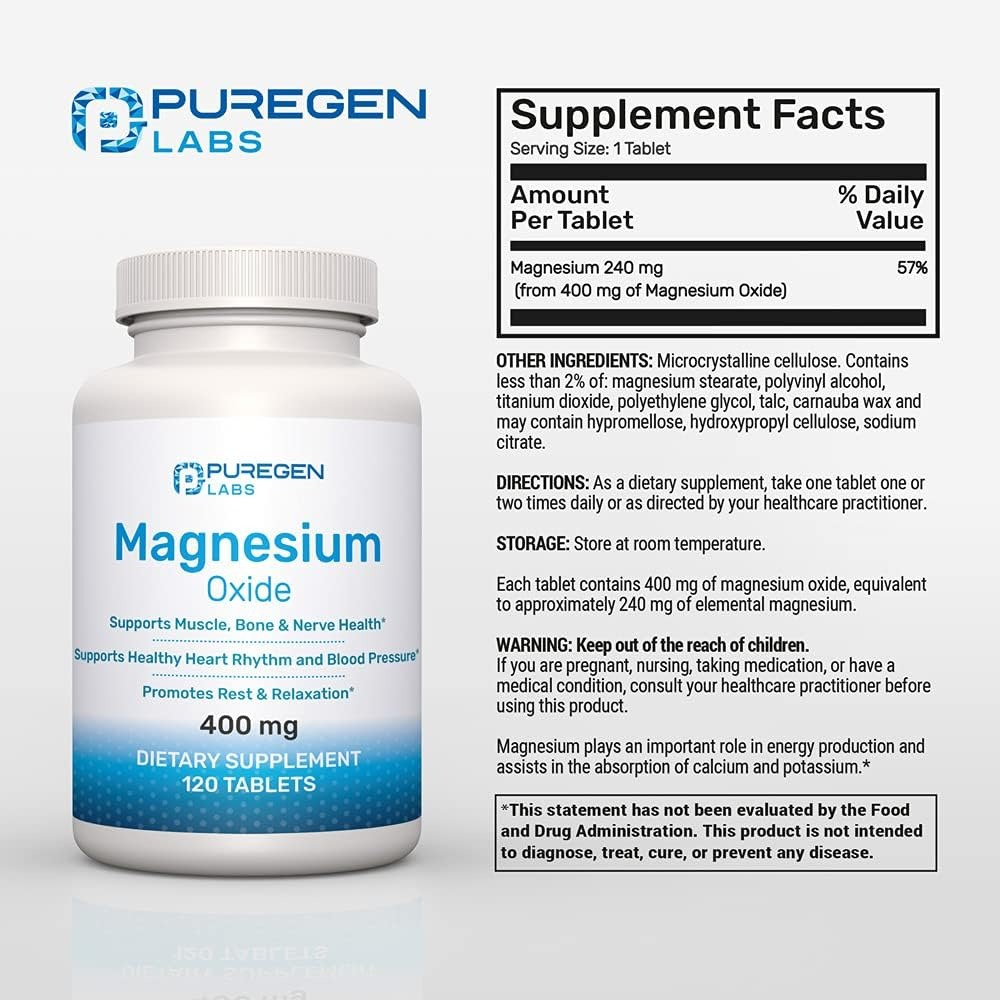 Salud y Equipamiento Médico - Oxido Magnesio 400 mg 120 Tabletas - Unidad 2