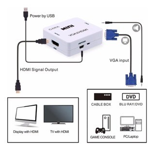 accesorios para electronica - Conversor Vga A Hdmi Con Audio Conecta Notebook A Tv Full Hd 1
