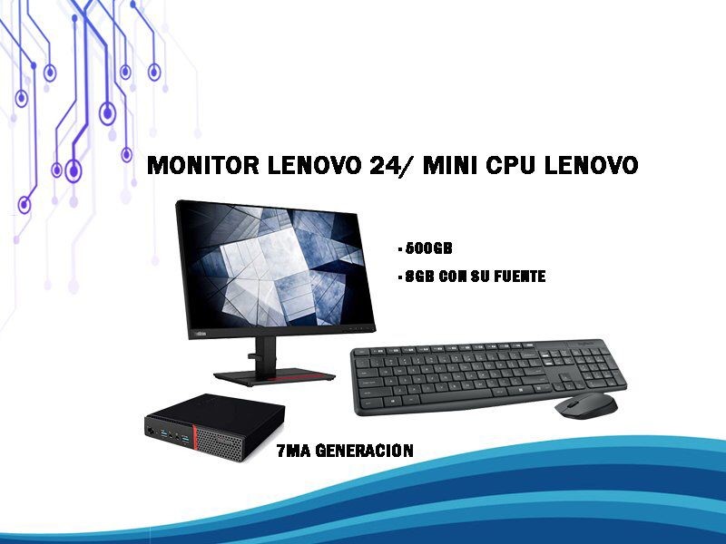 computadoras y laptops - Combo Monitor Lenovo 24 Pulgada/Mini CPU Lenovo  ThinkCenter M600 Intel Pent