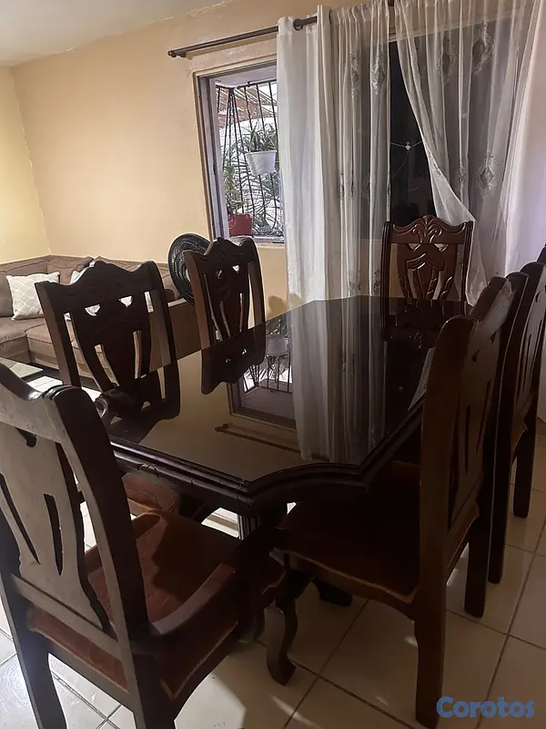 muebles y colchones - VENDO JUEGO DE COMEDOR DE 6 SILLAS DE ROBLE  3
