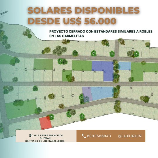 apartamentos - Vendo solares en Santiago
 excelente precio