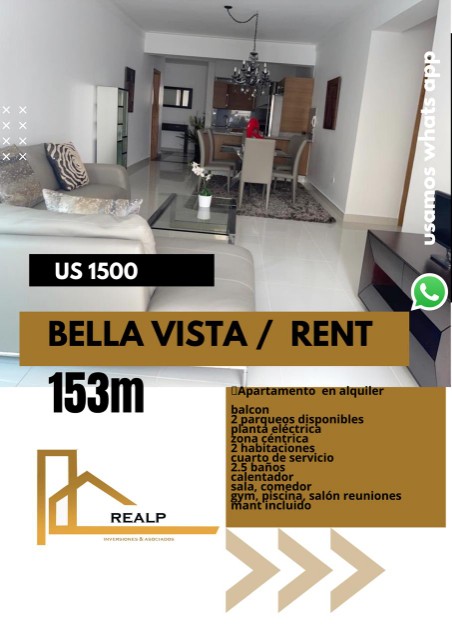 apartamentos - Apartamento amoblado bella vista 3hab