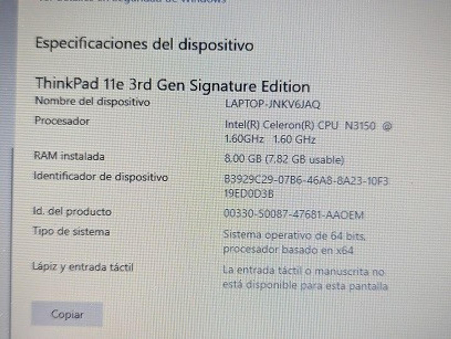 computadoras y laptops - Lenovo ThinkPad 11e 3rd Gen Signature Edition 4