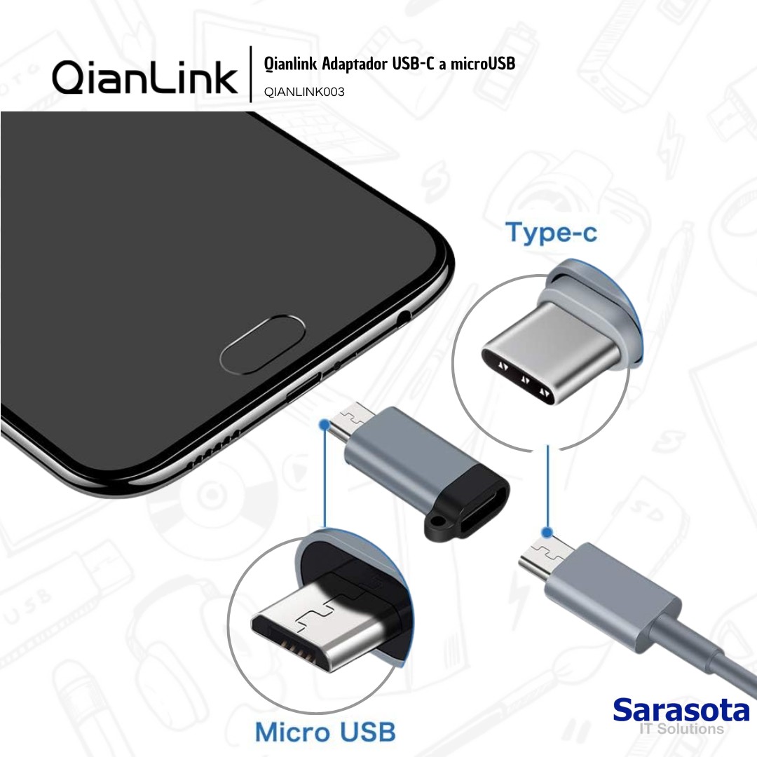 accesorios para electronica -  Adaptador USB C a Micro USB marca Qianlink 2