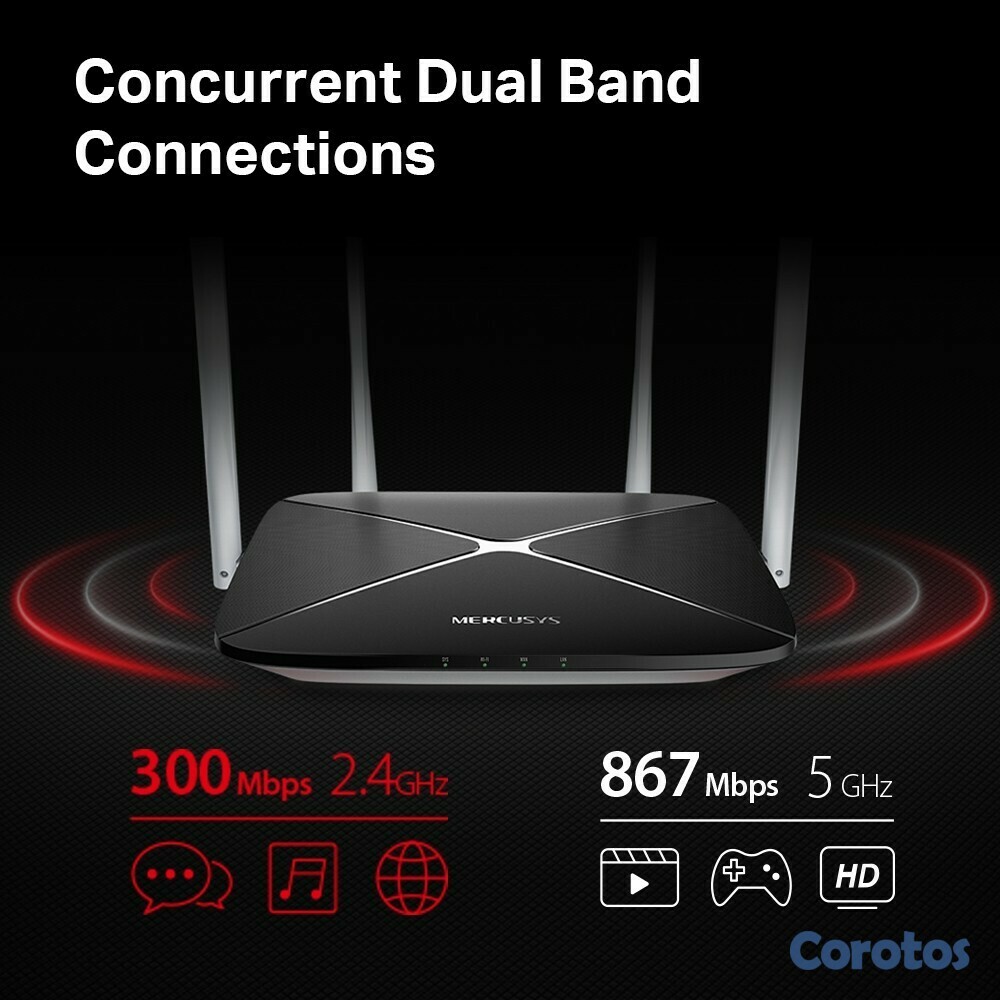computadoras y laptops - ROUTER MERCUSYS AC12 AC1200, 4 ANTENAS 5GHZ, 867Mbps 1