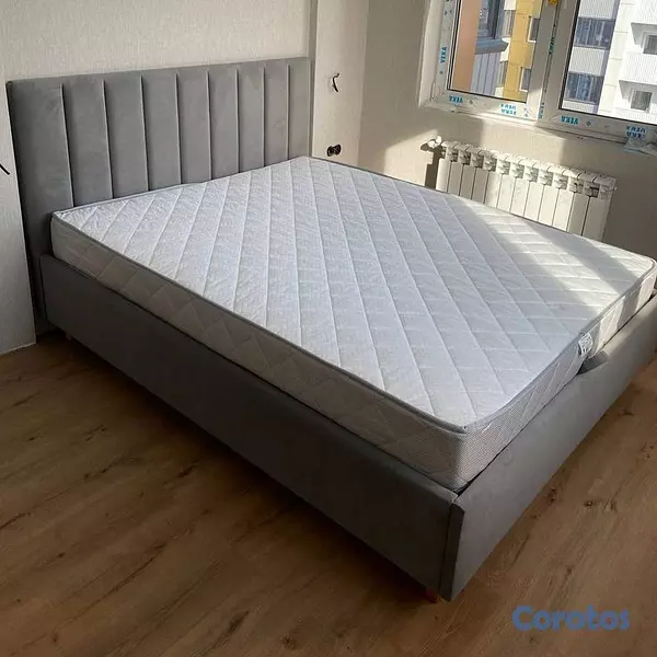 muebles y colchones - Cama tapizada moderna Gris+Colchón. Nueva 7